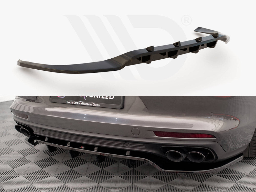 Central Rear Splitter (Vertical Bars) Porsche Panamera E-Hybrid 971 - Wayside Performance