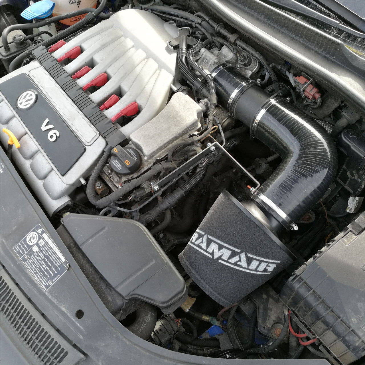 Ramair Performance Foam Induction Kit for VW MK5 Golf R32 3.2 V6 - Black Hoses - Wayside Performance 