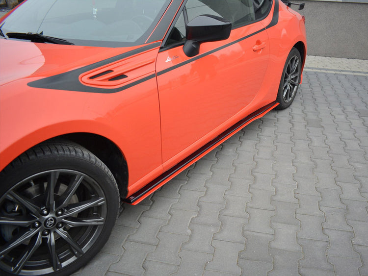 Side Skirts Splitters (Black & Red) V.2 Subaru Brz / Toyota Gt86 Facelift (2017-2020) - Wayside Performance 
