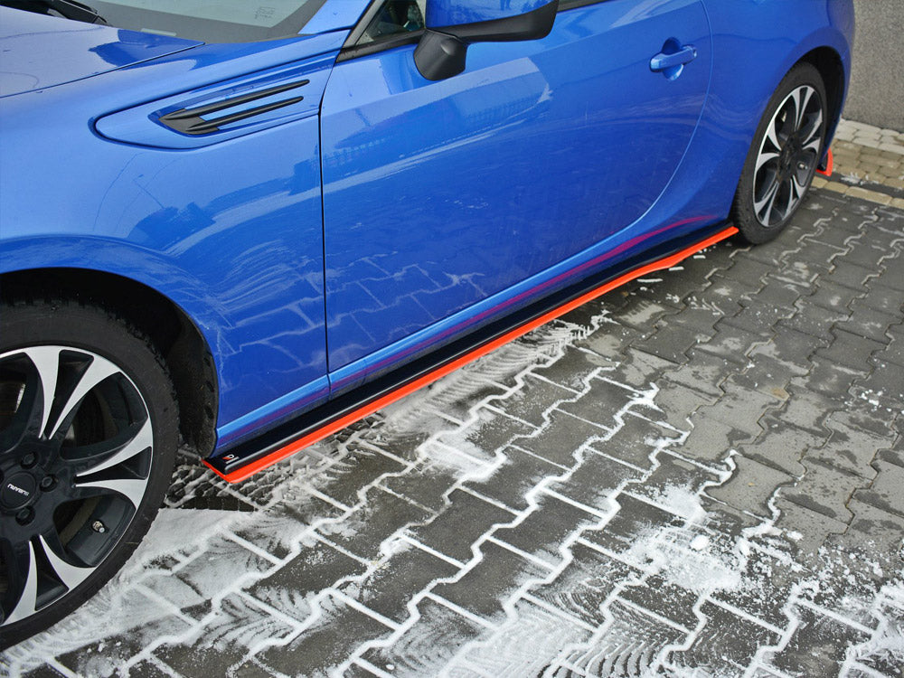 Side Skirts Splitters (Black & Red) V.2 Subaru Brz / Toyota Gt86 Facelift (2017-2020) - Wayside Performance 