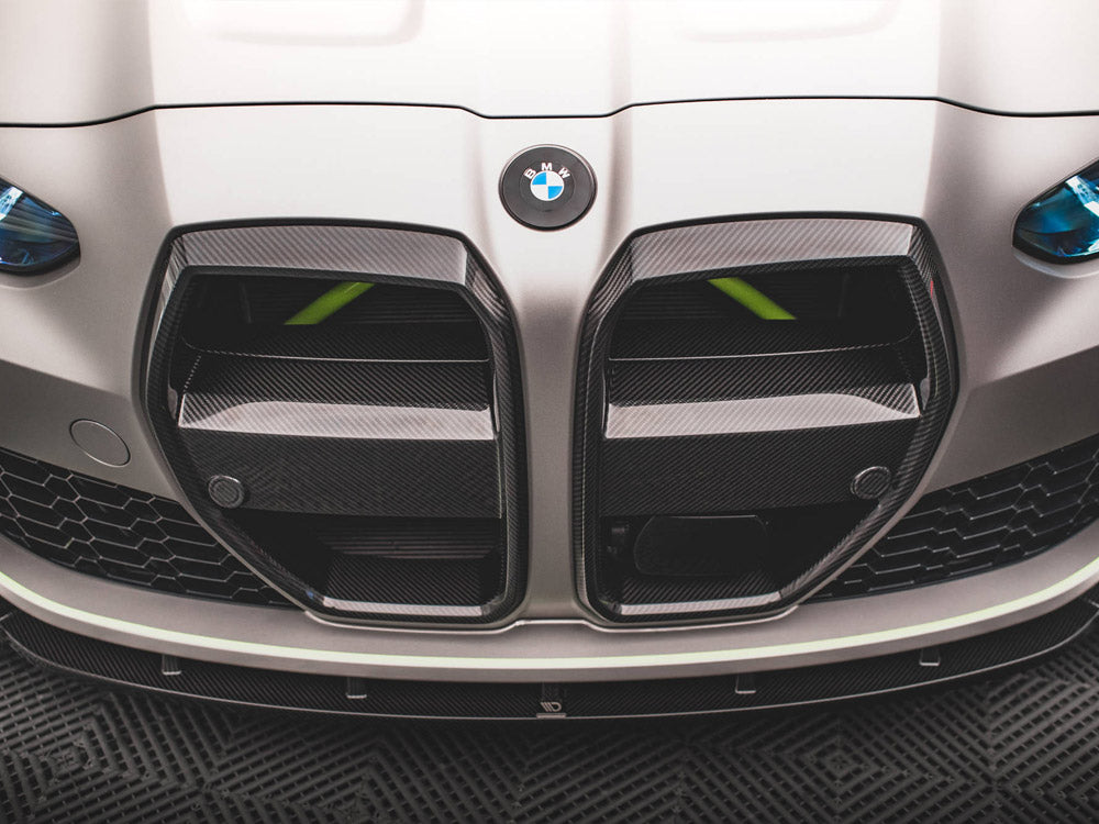 Carbon Fiber Front Grill + License Plate Holder Base Bmw M4 G82 / M3 G80 - Wayside Performance 