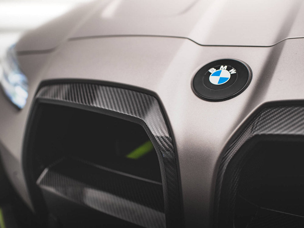 Carbon Fiber Front Grill + License Plate Holder Base Bmw M4 G82 / M3 G80 - Wayside Performance 