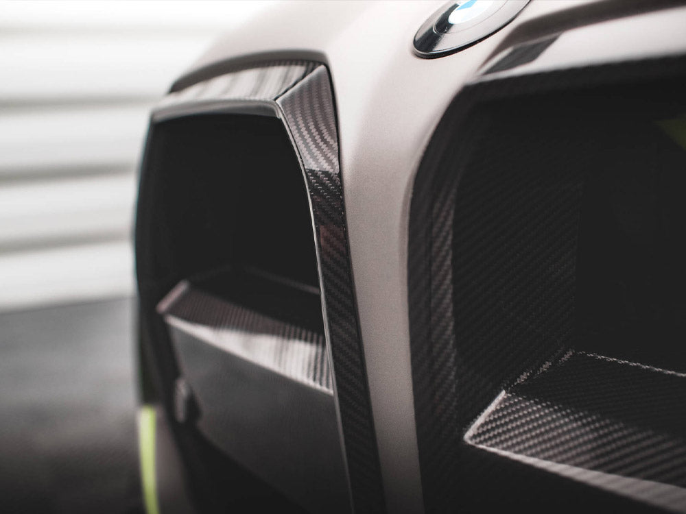 Carbon Fiber Front Grill + License Plate Holder Base Bmw M4 G82 / M3 G80 - Wayside Performance 