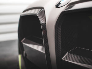 Carbon Fiber Front Grill + License Plate Holder Base Bmw M4 G82 / M3 G80 - Wayside Performance 