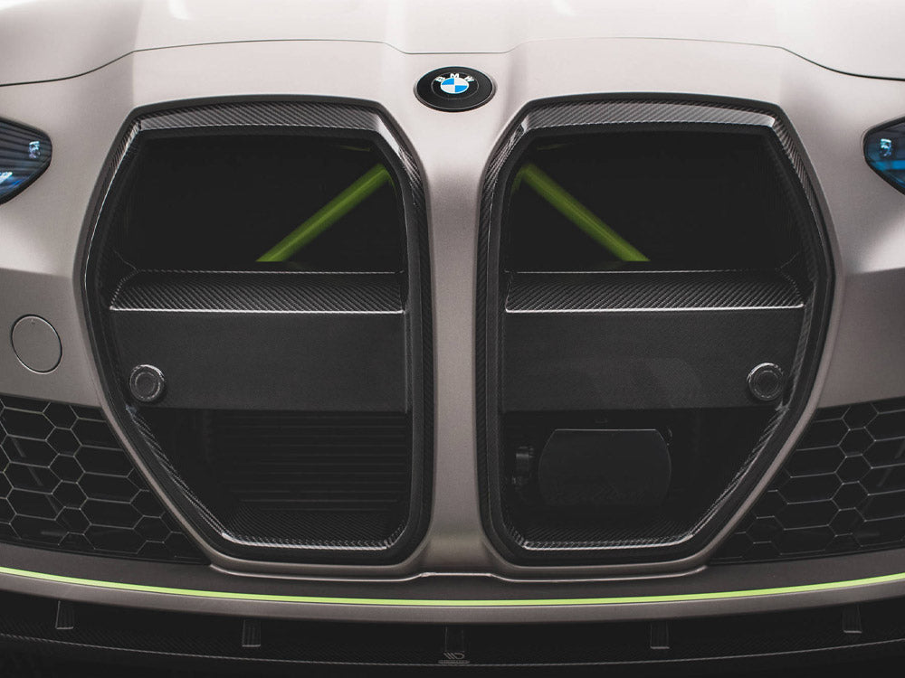 Carbon Fiber Front Grill + License Plate Holder Base Bmw M4 G82 / M3 G80 - Wayside Performance 