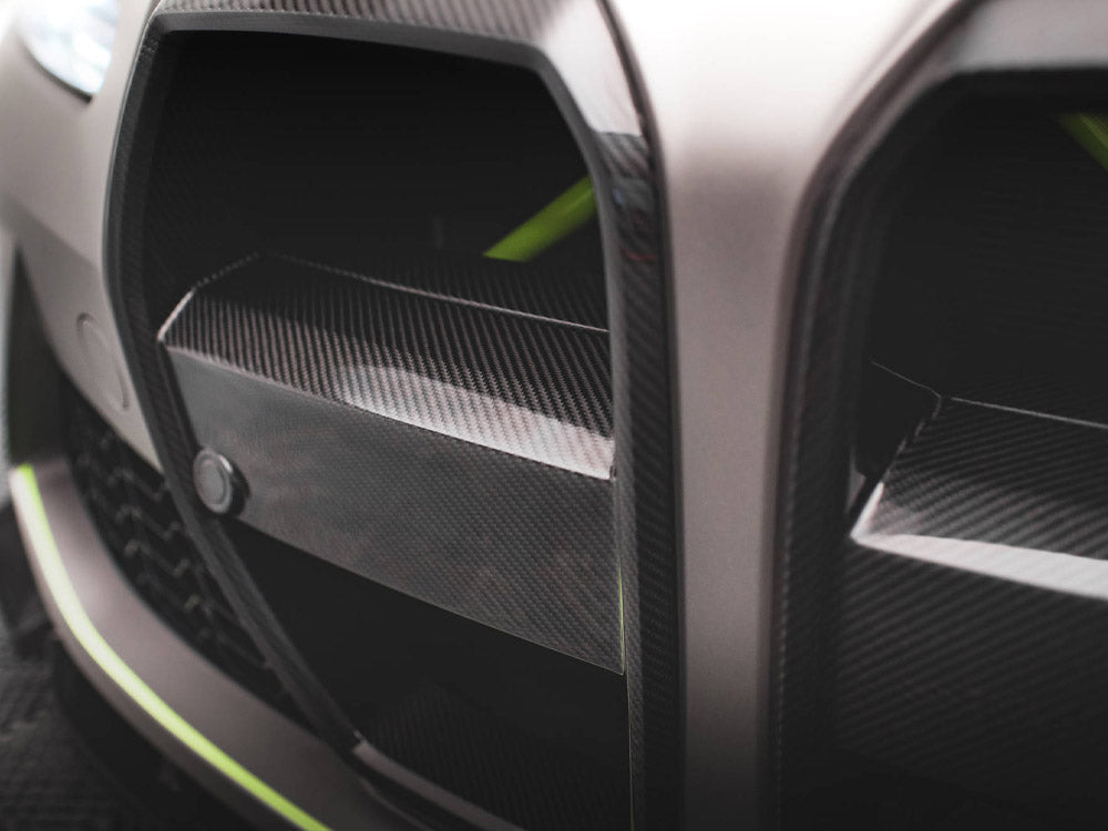 Carbon Fiber Front Grill + License Plate Holder Base Bmw M4 G82 / M3 G80 - Wayside Performance 