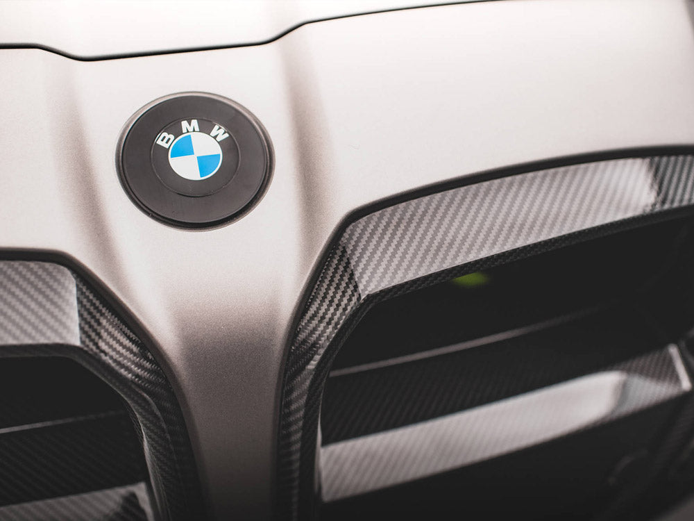 Carbon Fiber Front Grill + License Plate Holder Base Bmw M4 G82 / M3 G80 - Wayside Performance 