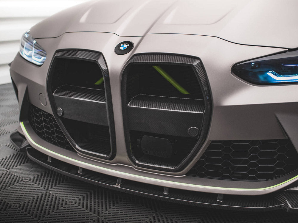 Carbon Fiber Front Grill + License Plate Holder Base Bmw M4 G82 / M3 G80 - Wayside Performance 