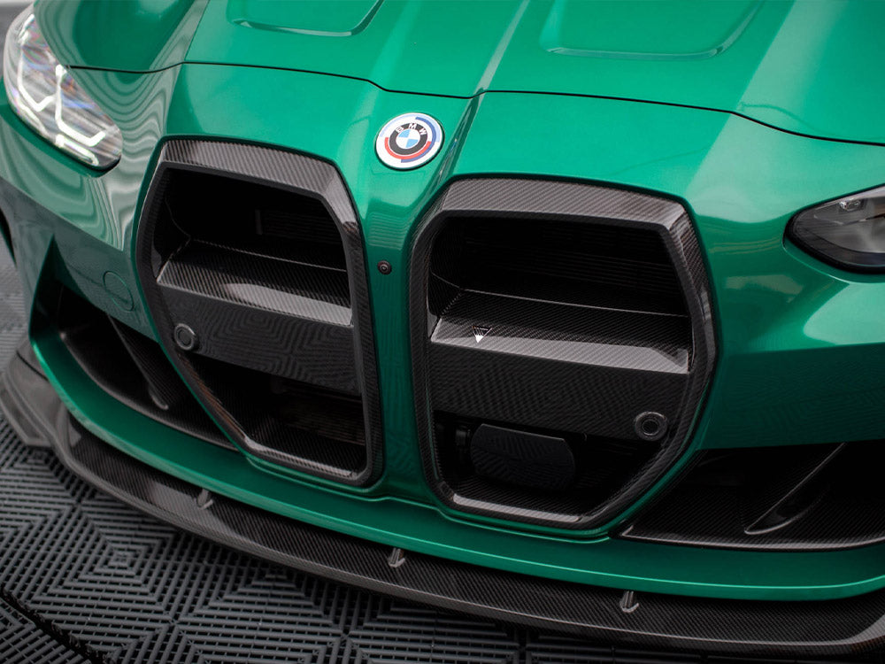 Carbon Fiber Front Grill + License Plate Holder Base Bmw M4 G82 / M3 G80 - Wayside Performance 