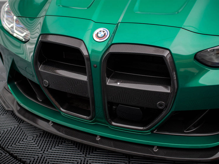 Carbon Fiber Front Grill + License Plate Holder Base Bmw M4 G82 / M3 G80 - Wayside Performance 