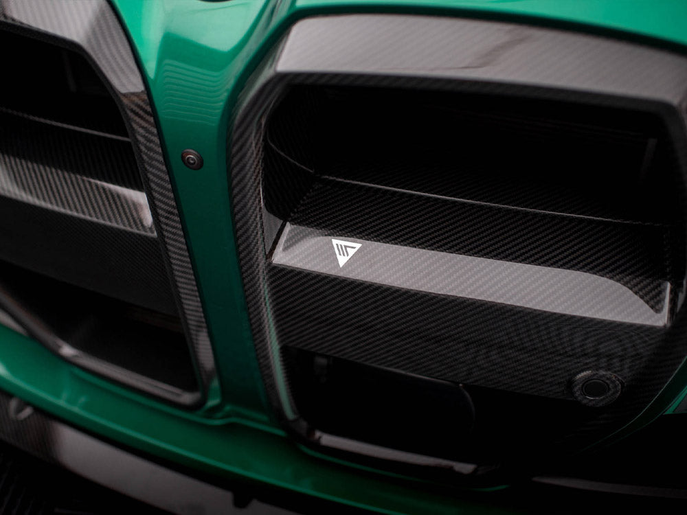 Carbon Fiber Front Grill + License Plate Holder Base Bmw M4 G82 / M3 G80 - Wayside Performance 