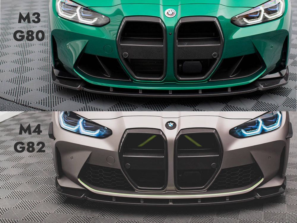 Carbon Fiber Front Grill + License Plate Holder Base Bmw M4 G82 / M3 G80 - Wayside Performance 