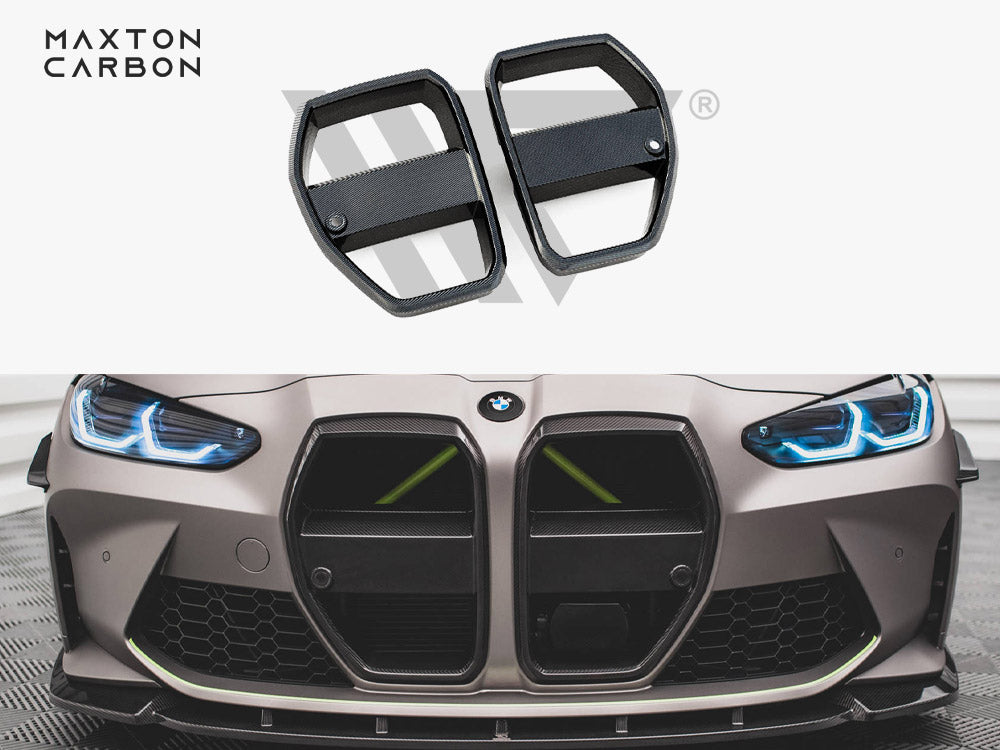 Carbon Fiber Front Grill + License Plate Holder Base Bmw M4 G82 / M3 G80 - Wayside Performance 