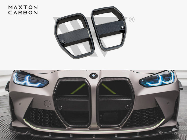Carbon Fiber Front Grill + License Plate Holder Base Bmw M4 G82 / M3 G80 - Wayside Performance 