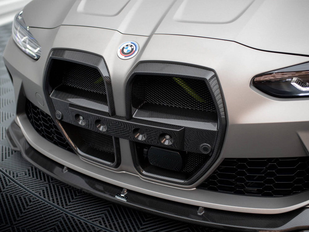 Carbon Fiber Front Grill + License Plate Holder Base Bmw M4 G82 / M3 G80 - Wayside Performance 