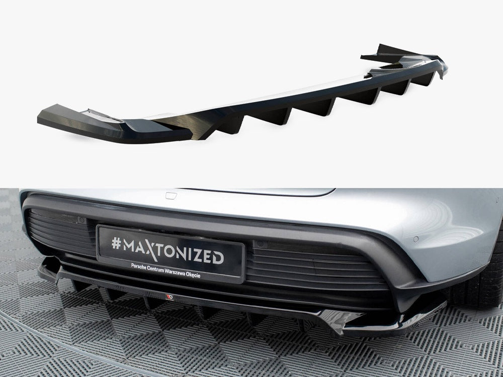 Maxton Design Central Rear Splitter (Vertical Bars) Porsche Taycan Mk1 - Wayside Performance 