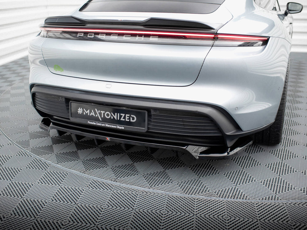 Maxton Design Central Rear Splitter (Vertical Bars) Porsche Taycan Mk1 - Wayside Performance 