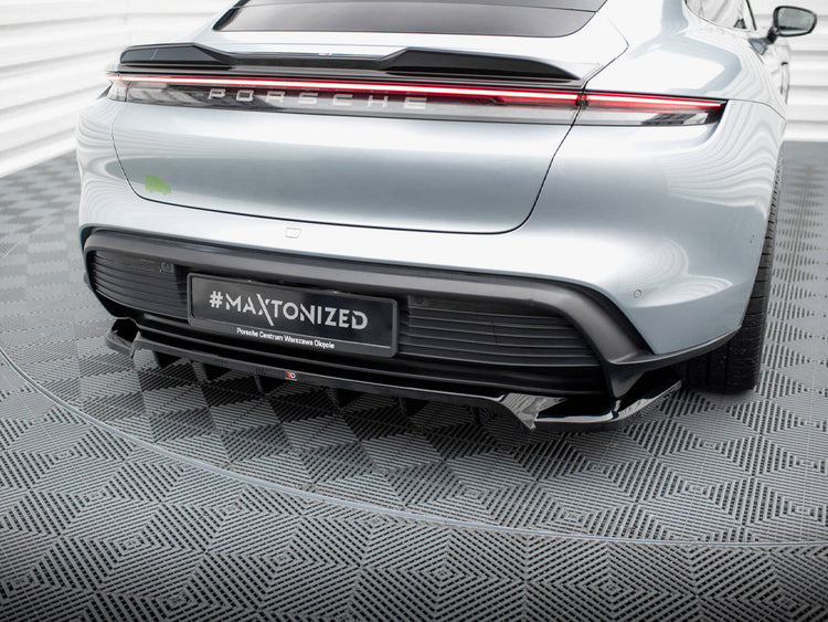 Maxton Design Central Rear Splitter (Vertical Bars) Porsche Taycan Mk1 - Wayside Performance 