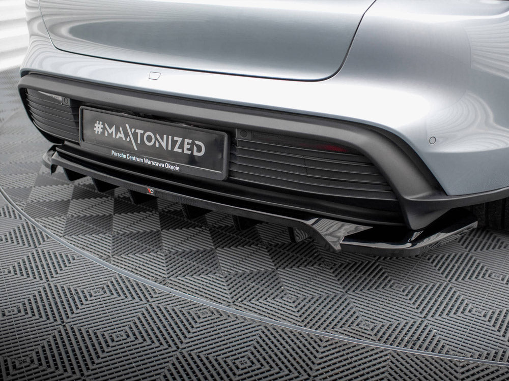 Maxton Design Central Rear Splitter (Vertical Bars) Porsche Taycan Mk1 - Wayside Performance 