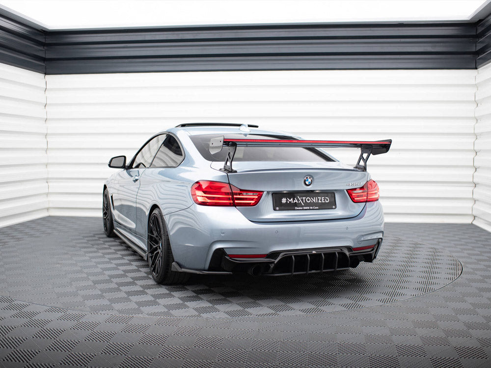 Maxton Design Carbon Spoiler With External Brackets Uprights + LED BMW 4 F32 / 4 F32 M-Pack Coupe - Wayside Performance 
