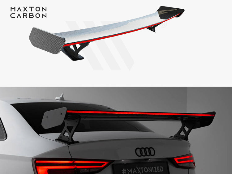 Carbon Spoiler With External Brackets Uprights + LED Audi A3 / A3 S-Line / S3 / RS3 Sedan 8V / 8V Facelift - Wayside Performance 