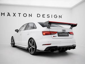 Carbon Spoiler With External Brackets Uprights + LED Audi A3 / A3 S-Line / S3 / RS3 Sedan 8V / 8V Facelift - Wayside Performance 