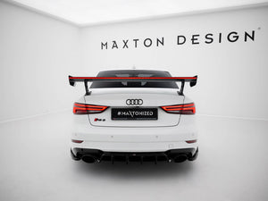 Carbon Spoiler With External Brackets Uprights + LED Audi A3 / A3 S-Line / S3 / RS3 Sedan 8V / 8V Facelift - Wayside Performance 