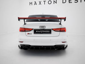 Carbon Spoiler With External Brackets Uprights + LED Audi A3 / A3 S-Line / S3 / RS3 Sedan 8V / 8V Facelift - Wayside Performance 