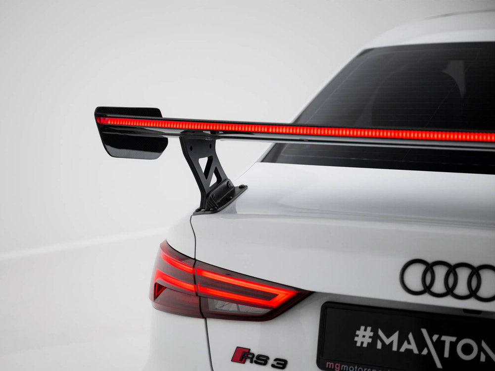 Carbon Spoiler With External Brackets Uprights + LED Audi A3 / A3 S-Line / S3 / RS3 Sedan 8V / 8V Facelift - Wayside Performance 