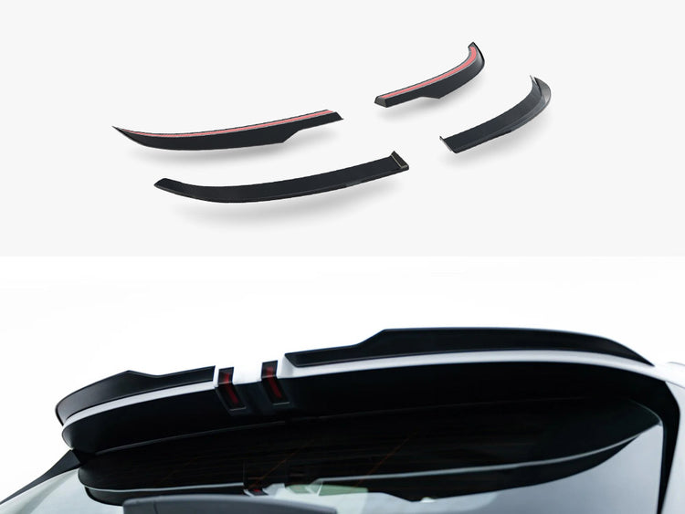 Maxton Design Omoda 9 Mk1 upper spoiler cap for body and styling, showing the sleek aerodynamic design on a white car.