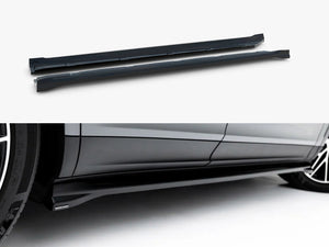 Maxton Design V.1 side skirt diffusers for Porsche Cayenne SUV and Coupe Mk3 Facelift, body styling accessories in black.
