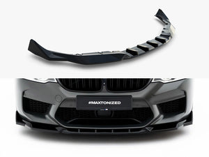 Maxton Design Front Splitter V.3 for BMW M5 F90, body styling accessory, black aerodynamic front splitter for enhanced performance.