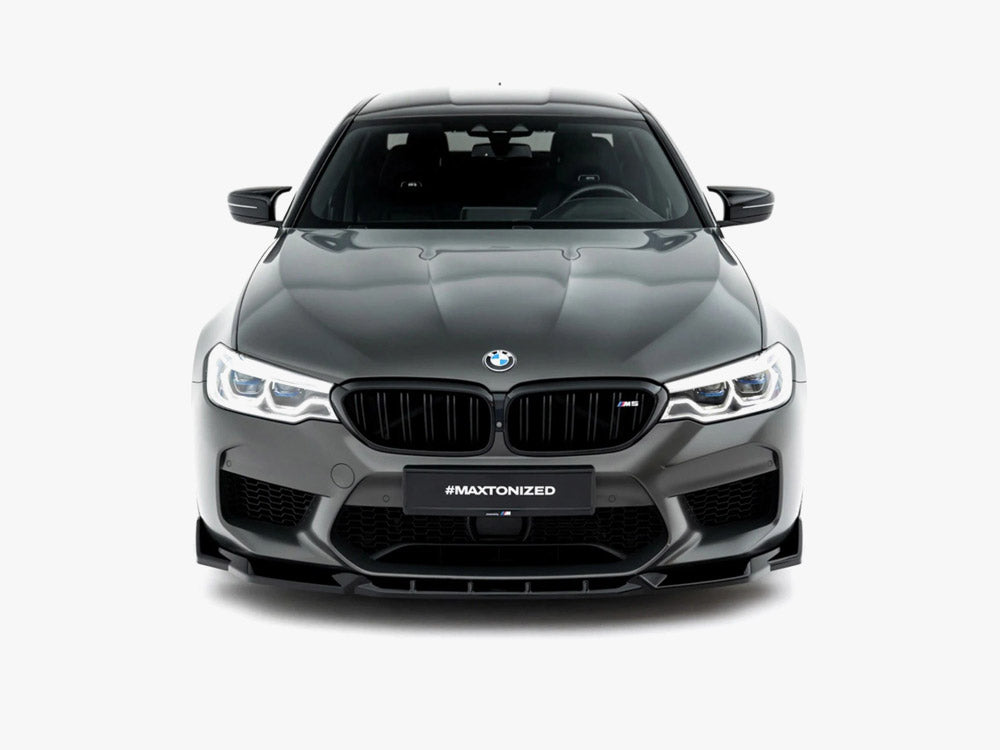 Maxton Design front splitter V.3 for BMW M5 F90, body and styling accessory, shown installed on the vehicle's front bumper.