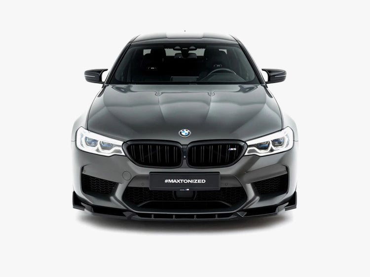 Maxton Design front splitter V.3 for BMW M5 F90, body and styling accessory, shown installed on the vehicle's front bumper.