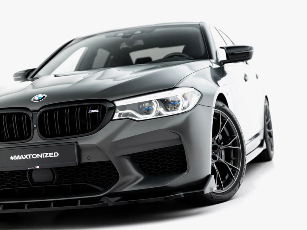 BMW M5 F90 Maxton Design V.3 front splitter for body and styling, made of durable material with aerodynamic design.