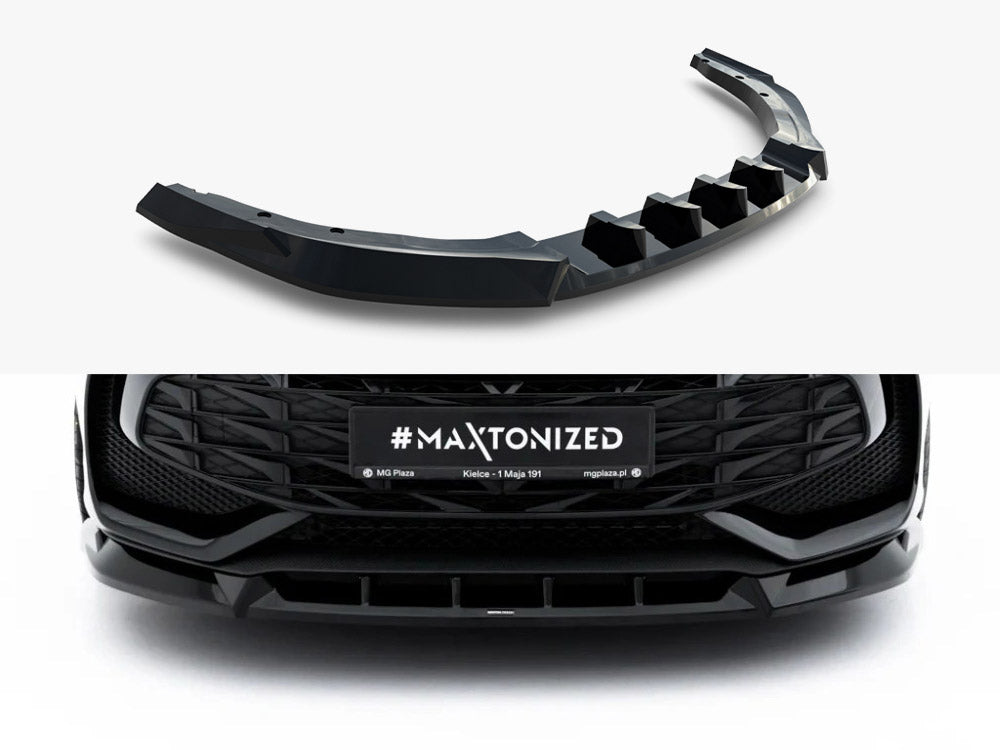 Maxton Design Front Splitter V.2 MG 3 Mk1 body styling part mounted on a car, showing its aerodynamic design and fitment details