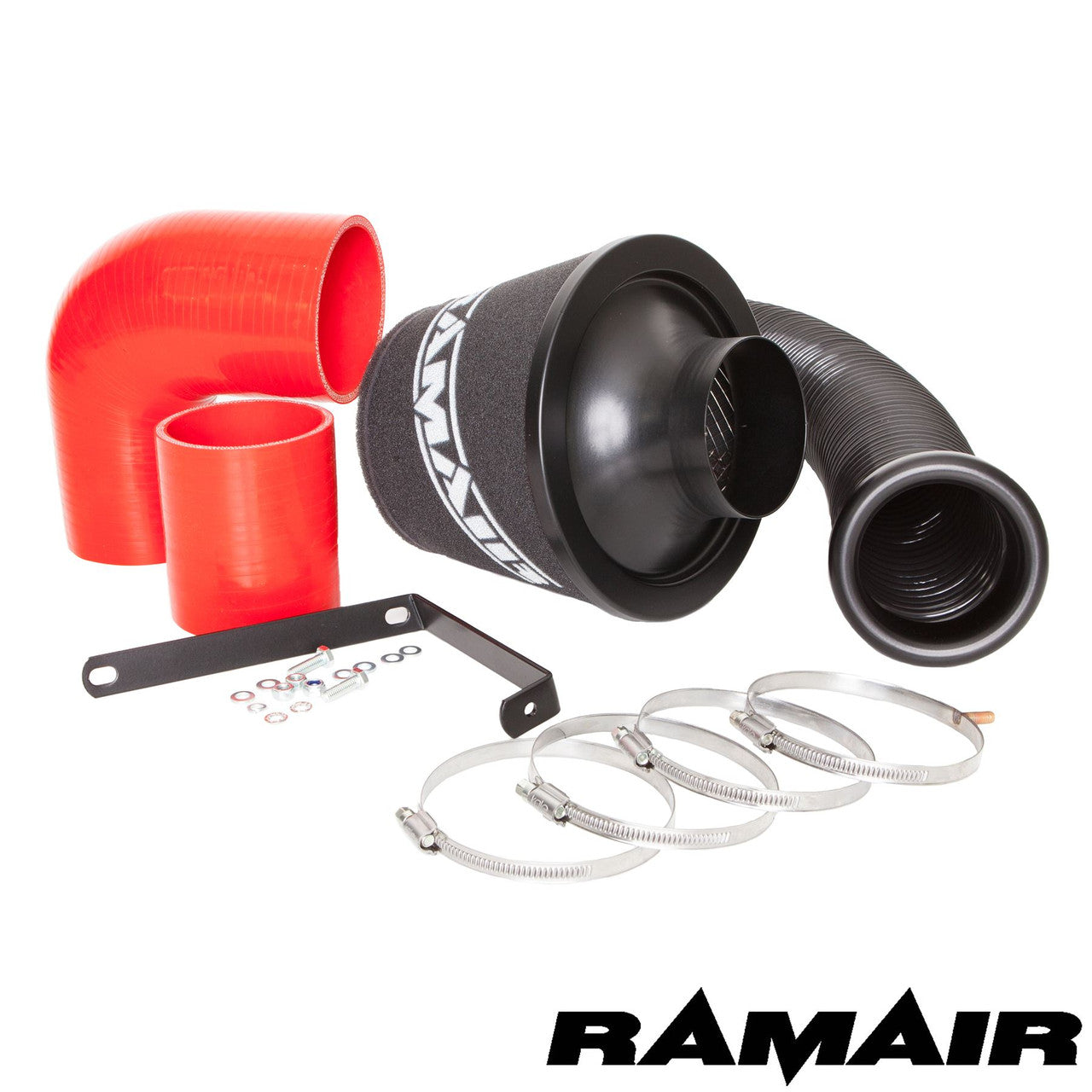 Ramair Performance Foam Induction Kit for VW MK5 Golf R32 3.2 V6 - Red Hoses - Wayside Performance 