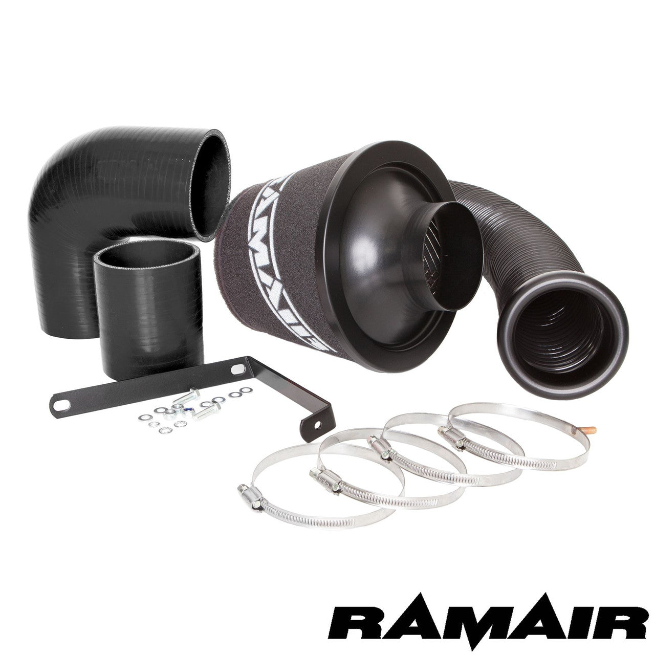 Ramair Performance Foam Induction Kit for VW MK5 Golf R32 3.2 V6 - Black Hoses - Wayside Performance 