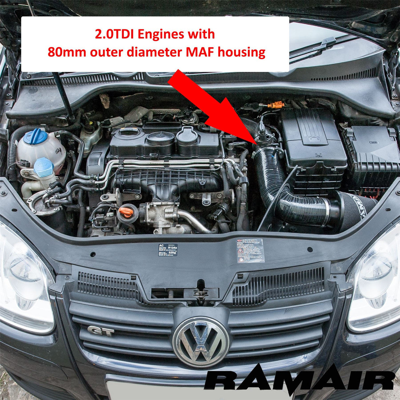 RamAir Foam Air Filter & Heat Shield Induction Kit Audi, Seat & VW 1.9 & 2.0 TDI MK5 & MK6 Golf, Leon, A3 - Wayside Performance 