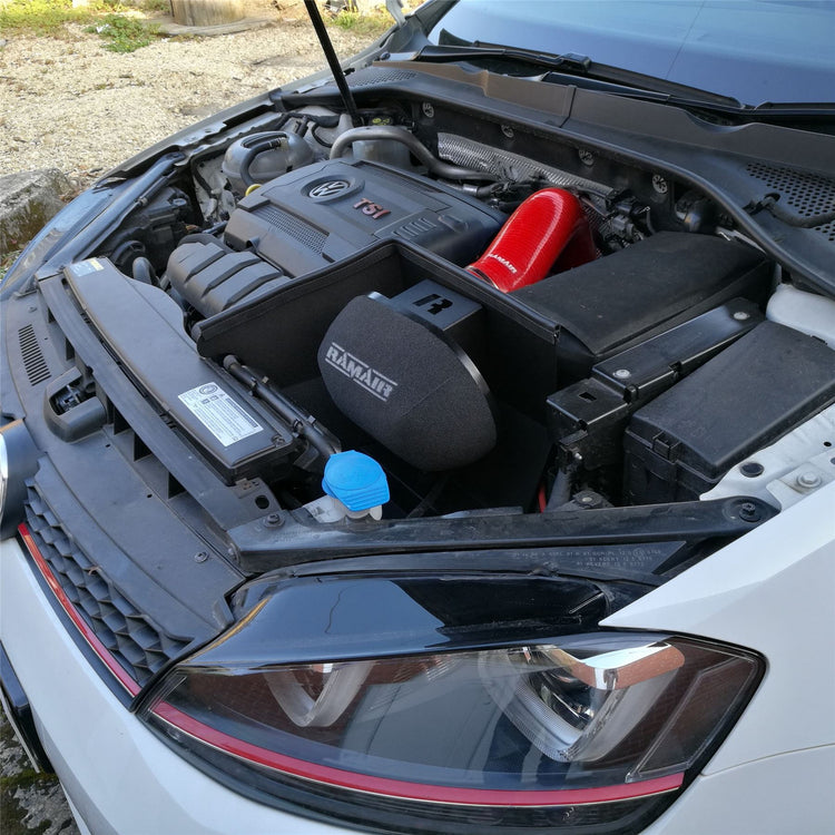 Ramair Performance Foam Induction Kit With Turbo Elbow for 2.0 TSI MQB VAG - Red Hose - Wayside Performance 