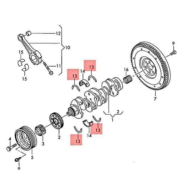 EA888 Gen 3 Crankshaft Thrust Washers Genuine VW Golf R Audi S3 Seat Leon Skoda TT - Wayside Performance 