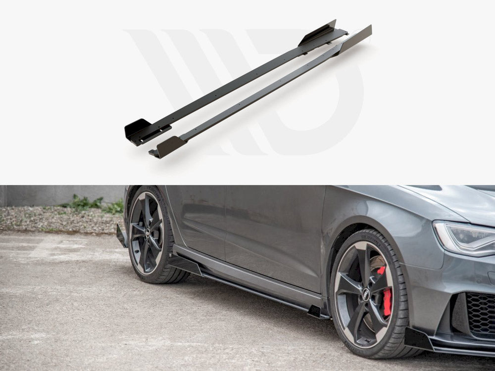 Maxton Design Racing Side Skirt Splitters (+flaps) Audi Rs3 8v Sportback (2015-2016) - Wayside Performance 