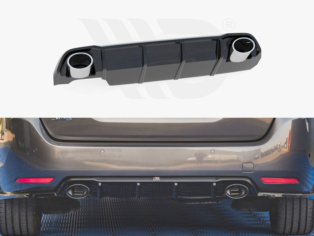 Rear Valance + Exhaust Ends Imitation Peugeot 308 SW Mk2 Facelift TEXTURED - Wayside Performance 