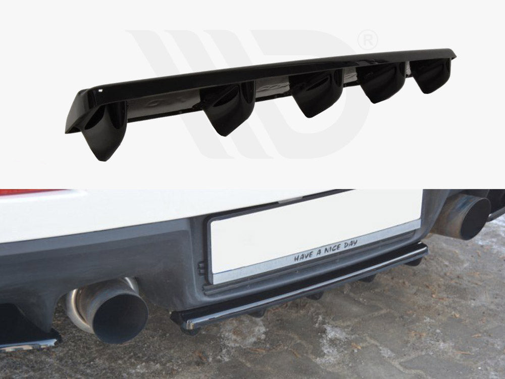 Central Rear Splitter Mitsubishi Lancer EVO X (W/vertical Bars) (2007-2015) - Wayside Performance 