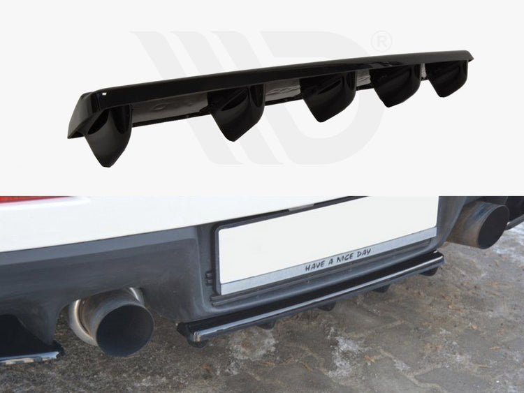 Central Rear Splitter Mitsubishi Lancer EVO X (W/vertical Bars) (2007-2015) - Wayside Performance 