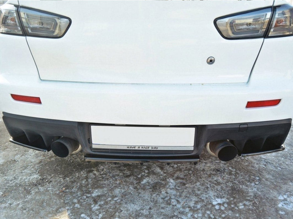 Central Rear Splitter Mitsubishi Lancer EVO X (W/vertical Bars) (2007-2015) - Wayside Performance 
