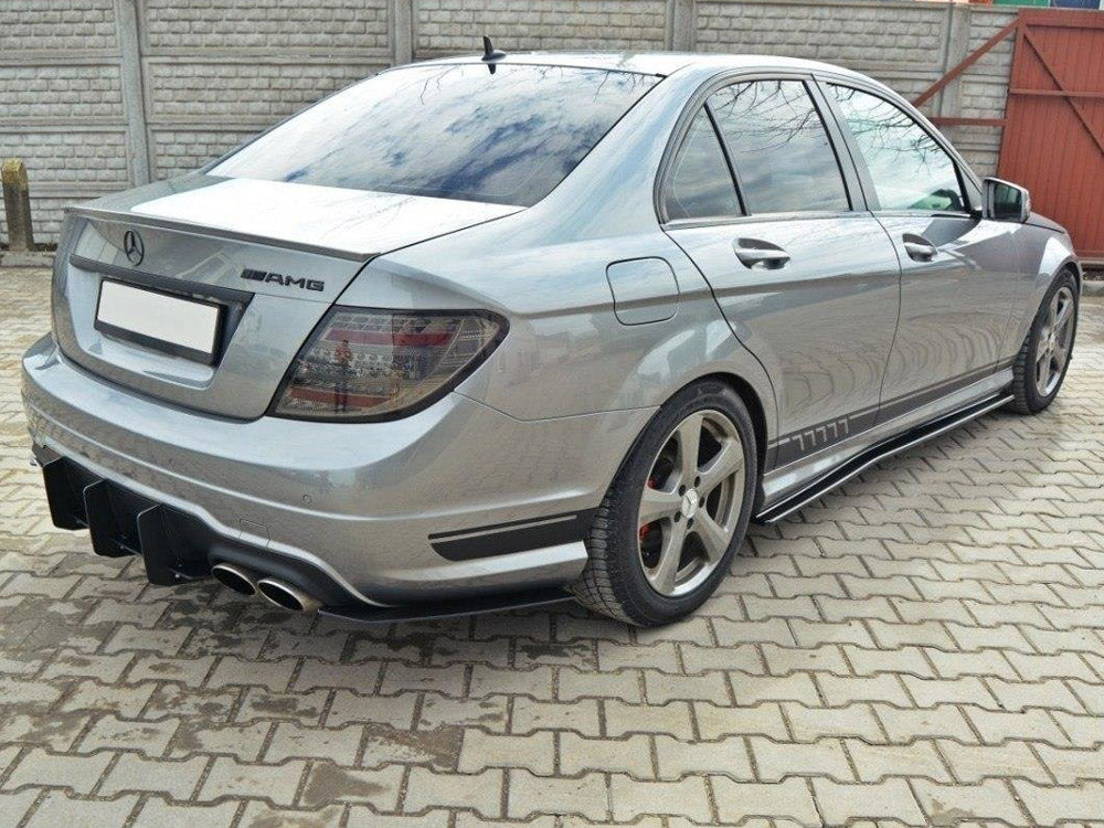 Rear Diffuser & Rear Side Splitters Mercedes C W204 AMG-Line Facelift - Wayside Performance 