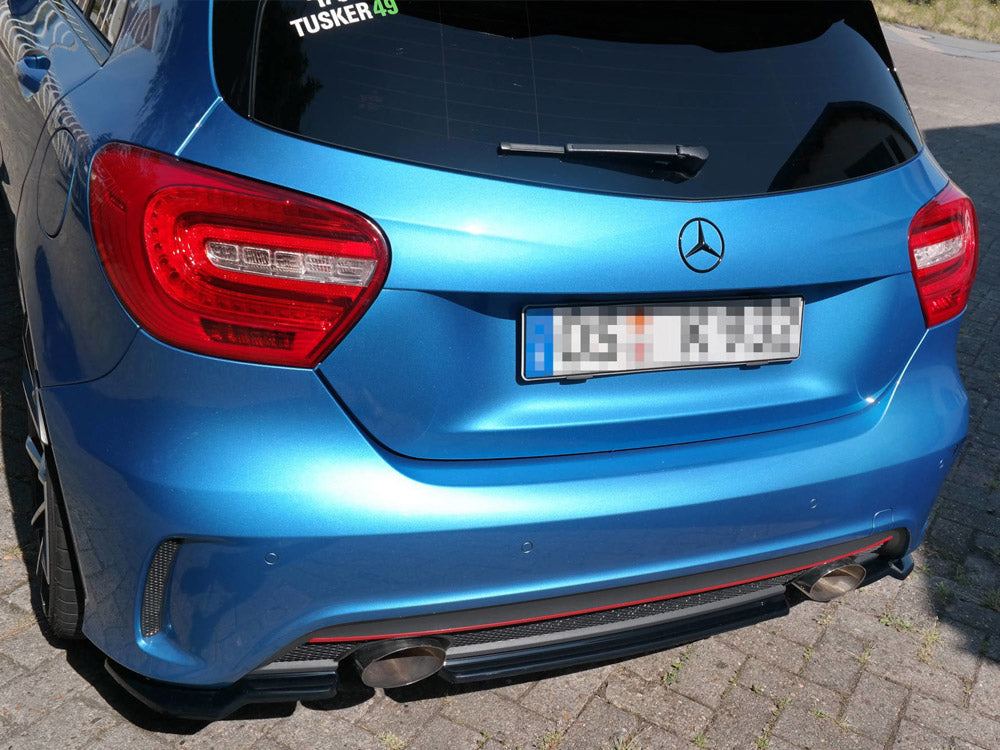 Central Rear Splitter (NO Vertical Bars) Mercedes A-class W176 Amg-line Pre-facelift (2013-2015) - Wayside Performance 