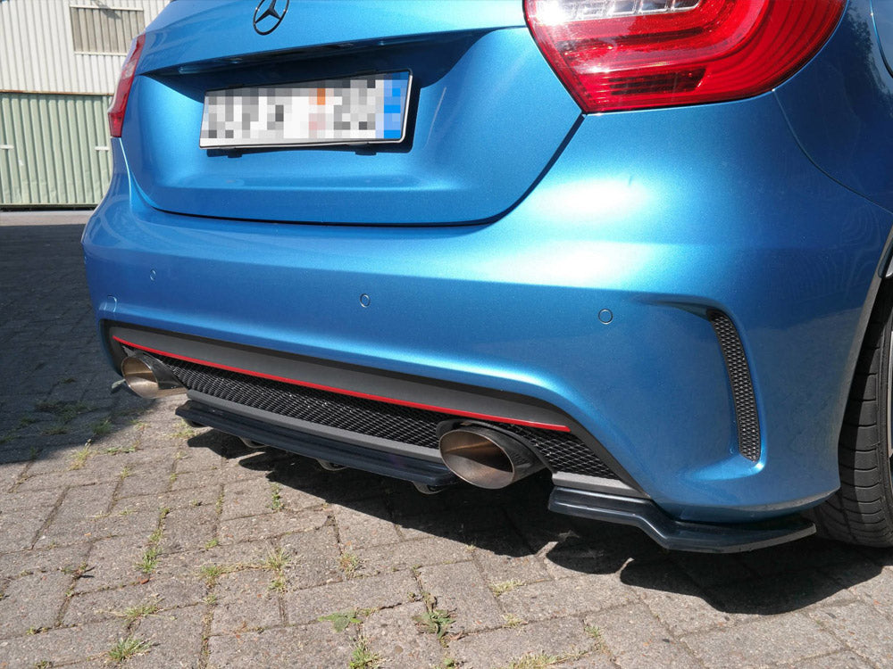 Central Rear Splitter (Vertical Bars) Mercedes A-class W176 Amg-line Pre-facelift (2013-2015) - Wayside Performance 