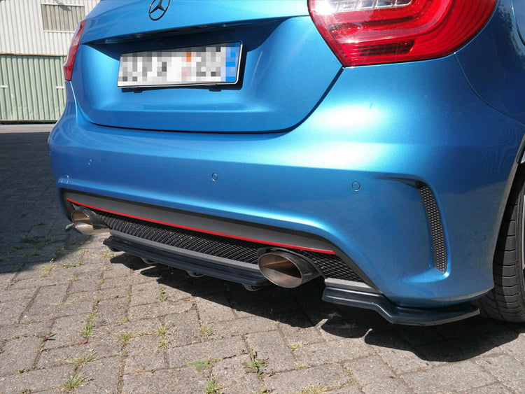 Central Rear Splitter (Vertical Bars) Mercedes A-class W176 Amg-line Pre-facelift (2013-2015) - Wayside Performance 